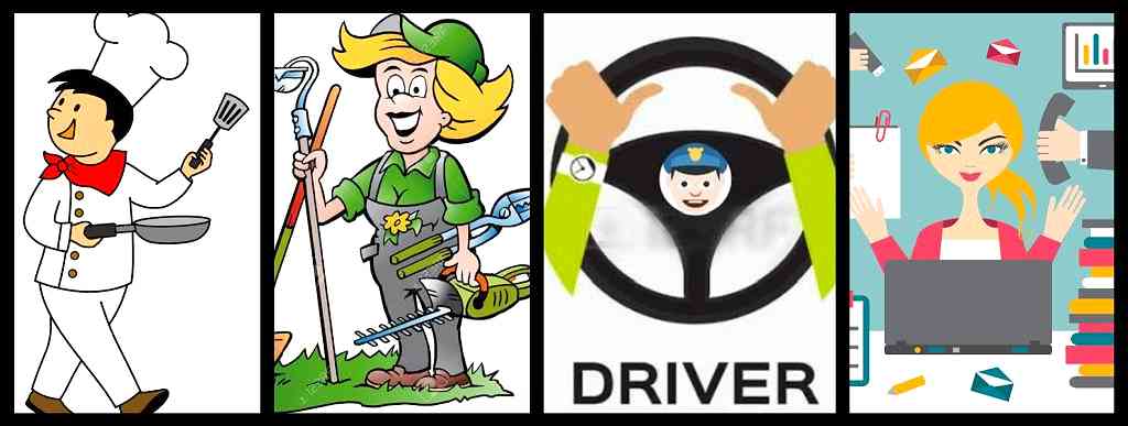 Plumper, Gardener, Driver, Cook, Electrician support service